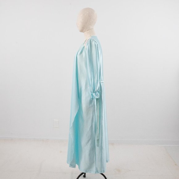 Vintage 70s OS Disco Shiny Robe Dress Blue AS-IS - Picture 7 of 14